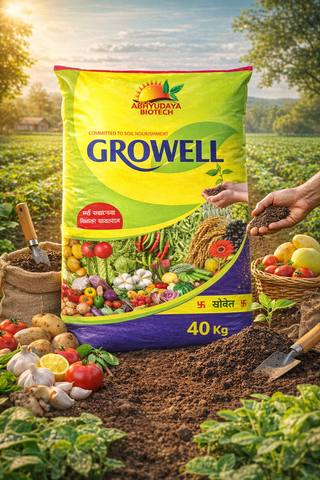 Growell Organic Manure (40 Kg) – Improves Soil Fertility & Crop Yield